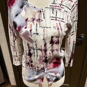 White House Black Market Multicolor Patterned Cardigan